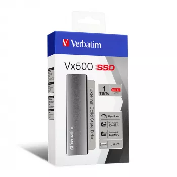 Verbatim Vx500 1 TB USB Type-C 3.2 Gen 2 (3.1 Gen 2) ārējais SSD sudraba krāsā