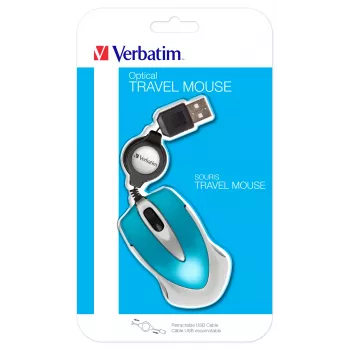 Verbatim Go Mini optiskā pele, ambidextra, USB Type-A, 1000 DPI, zila/sudraba