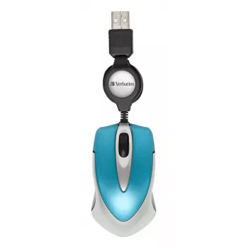 Verbatim Go Mini optiskā pele, ambidextra, USB Type-A, 1000 DPI, zila/sudraba