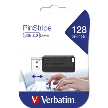Verbatim PinStripe USB zibatmiņa 128 GB - Melna