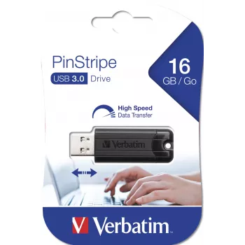 Verbatim PinStripe 3.0 USB 3.0 zibatmiņa 16 GB - Melna
