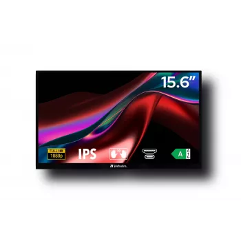 Verbatim 49592 portatīvais monitors 39,6 cm (15,6 collas) 1920 x 1080 pikseļi Full HD LCD skārienekrāns Melns