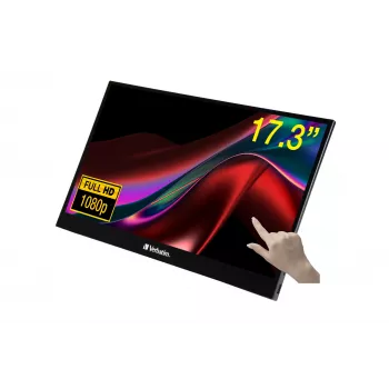 Verbatim 49593 portatīvais monitors 43,9 cm (17,3 collas) 1920 x 1080 pikseļi Full HD LCD skārienekrāns Melns