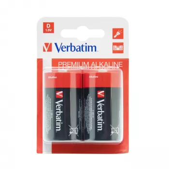 Verbatim D sārma baterijas, vienreizējās lietošanas, 1.5 V, 2 gab., daudzkrāsainas, 34.2 mm