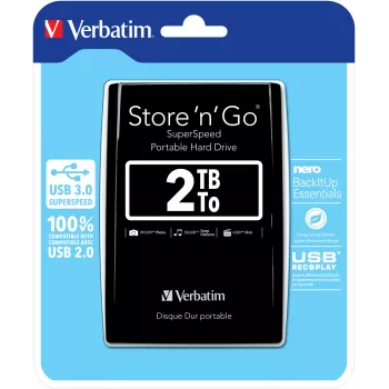 Verbatim Store 'n' Go USB 3.0 portatīvais cietais disks 2TB Melns