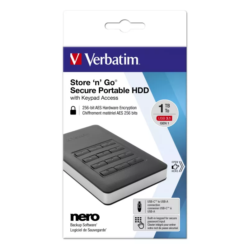 Verbatim Store 'n' Go Secure Portable HDD ar ciparu kodu 2TB