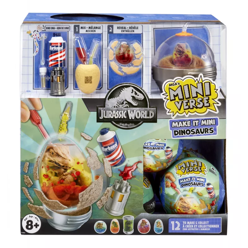 Miniverse Make It Mini Dinozauri (Jurassic World) PDQ, 8 gadi, Daudzkrāsains, Plastmasa