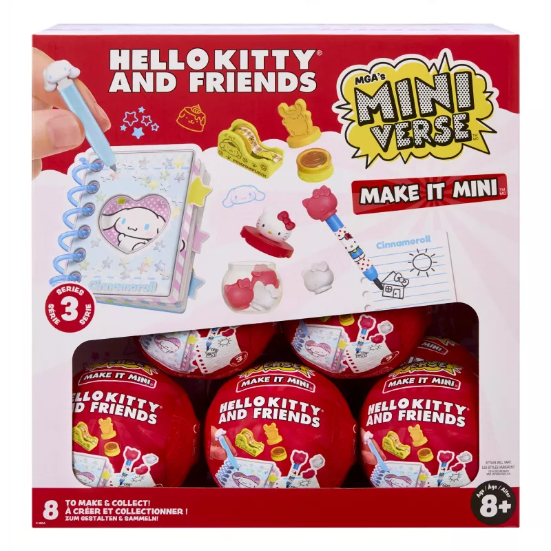 Miniverse Make It Mini Hello Kitty un Draugi 3. sērija, 8 gadi, Hello Kitty, Daudzkrāsains, Plastmasa, Sveķi