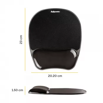 Peles paliktnis Fellowes Crystals Gel ar želejas plaukstas balstu, melns, 202×230 mm, 340 g