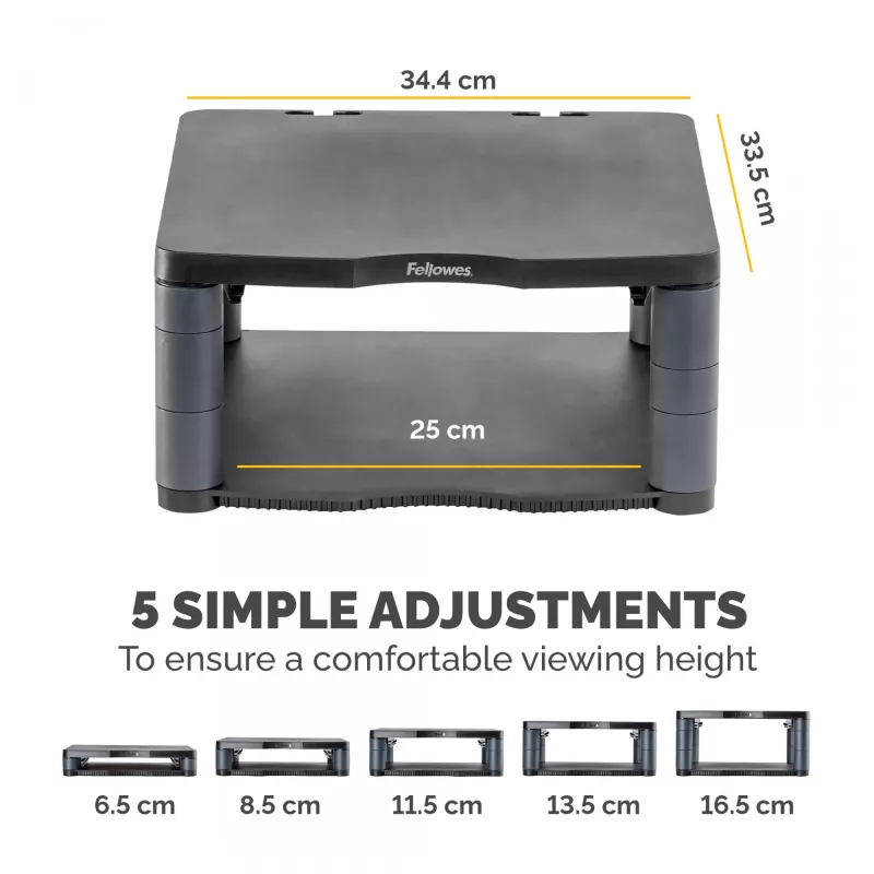 Fellowes Premium Monitor Pacēlājs Grafīts, Brīvi stāvošs, 36 kg, 53.3 cm (21 inch), Augstuma regulēšana, Grafīts