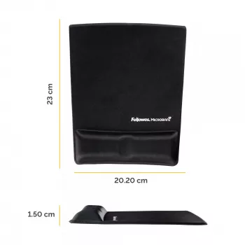 Fellowes Mouse Mat Wrist Support - Health-V pelēks paliktnis ar antibakteriālu aizsardzību - Ergonomisks datora paliktnis darbam ar datoru, klēpjdatoru, mājas birojā - Melns