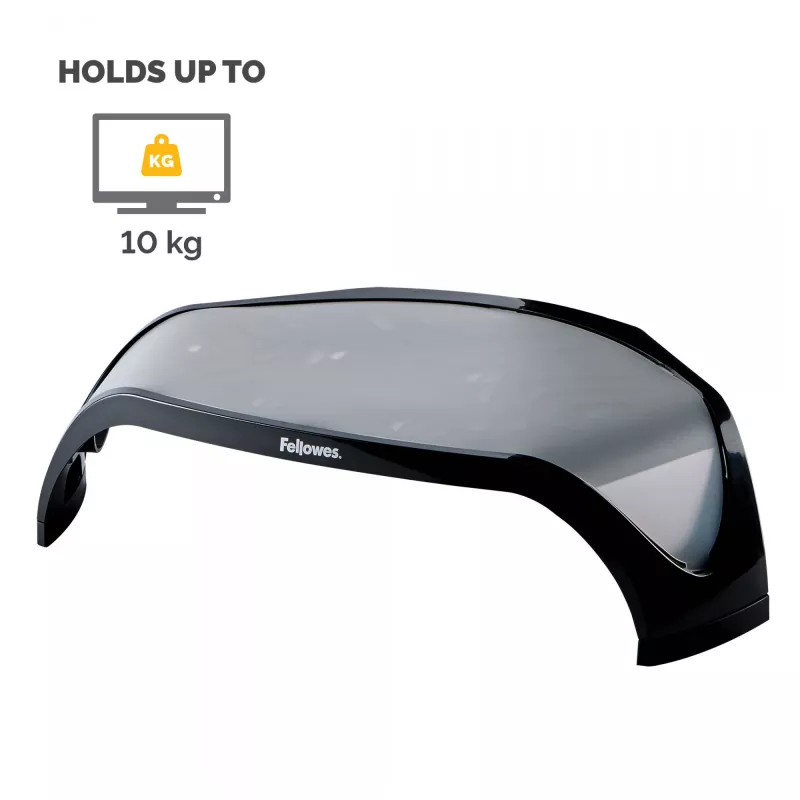 Fellowes datora monitora statīvs ar 3 augstuma regulējumiem - Smart Suites monitora pacēlājs - Ergonomisks regulējams monitora statīvs datoriem - Maks. svars 10 kg / Maks. izmērs 21 collas - Melns