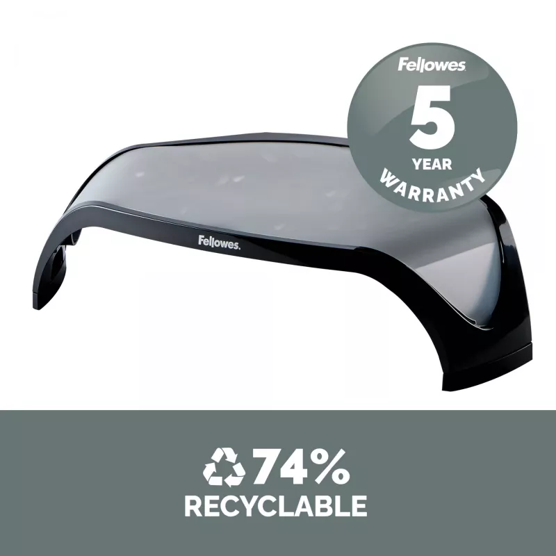 Fellowes datora monitora statīvs ar 3 augstuma regulējumiem - Smart Suites monitora pacēlājs - Ergonomisks regulējams monitora statīvs datoriem - Maks. svars 10 kg / Maks. izmērs 21 collas - Melns
