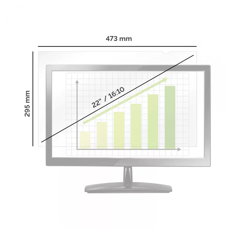 Fellowes PrivaScreen Privātuma Filtra Ekrāns, 55.9 cm (22 collas), 16:10, Monitoram, Bezrāmja privātuma filtrs, Pretatspīduma, Privātums, 110 g