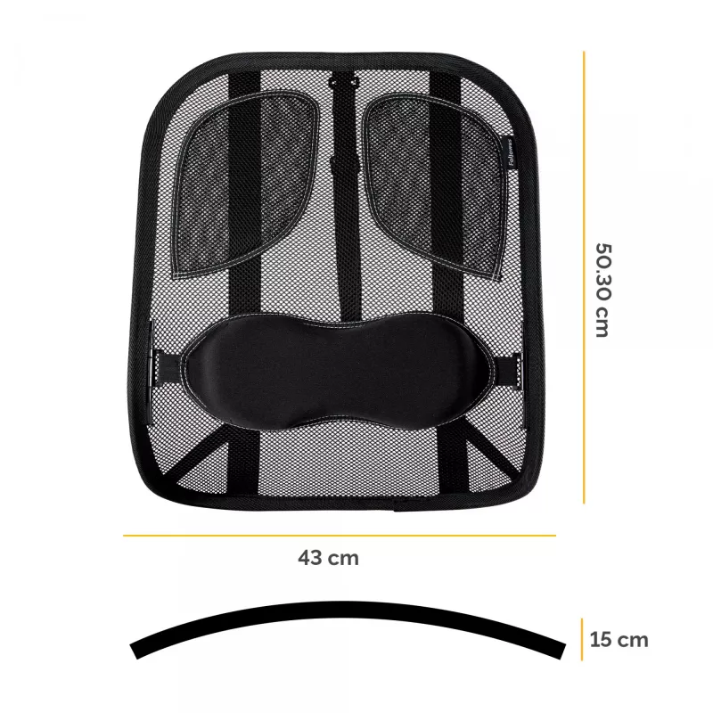 Fellowes muguras balsts biroja krēslam - Profesionālā sērija, sieta muguras balsts, viegli piestiprināms, H19.53 x W30.32 x D36.99 cm