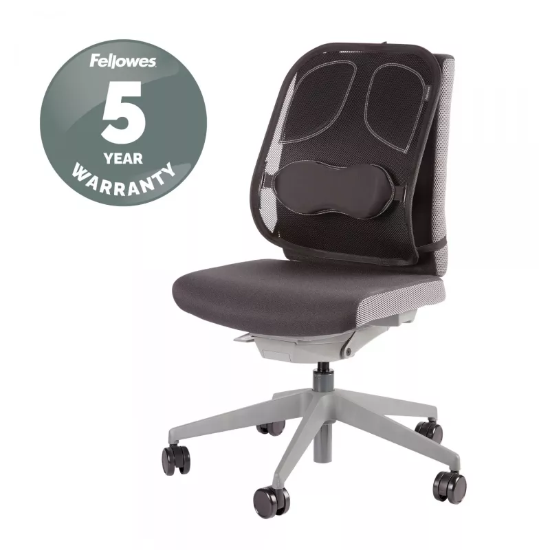 Fellowes muguras balsts biroja krēslam - Profesionālā sērija, sieta muguras balsts, viegli piestiprināms, H19.53 x W30.32 x D36.99 cm