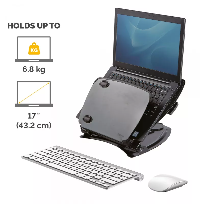 Fellowes Professional Series Laptop Workstation, melns, metāls, 85 - 245 mm, 400 mm, 58 mm, 341 mm