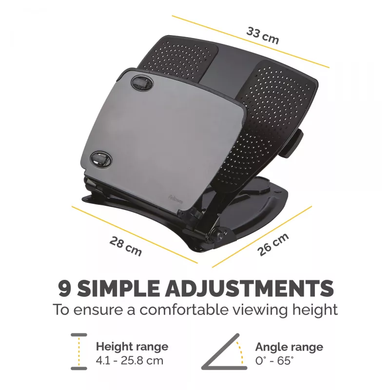 Fellowes Professional Series Laptop Workstation, melns, metāls, 85 - 245 mm, 400 mm, 58 mm, 341 mm
