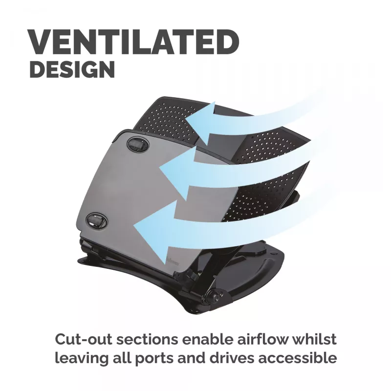 Fellowes Professional Series Laptop Workstation, melns, metāls, 85 - 245 mm, 400 mm, 58 mm, 341 mm