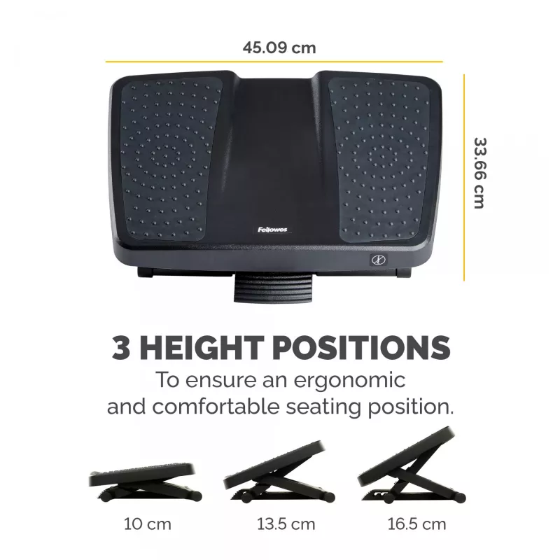 Fellowes Professional Series kāju balsts - regulējams augstums, masāžas virsma, melns