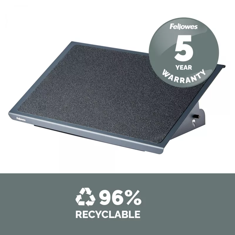 Fellowes Professional Series kāju balsts zem galda - ergonomisks kāju balsts ar 3 augstuma regulējumiem un neslīdošu virsmu - melns