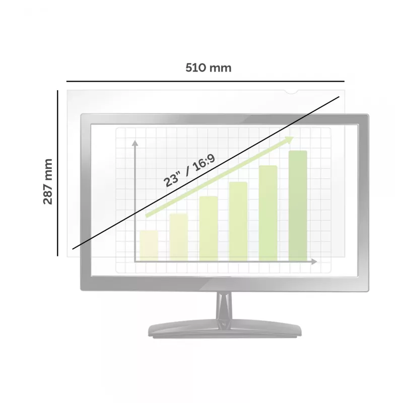Fellowes 23 collu Privātskāna ekrāna filtrs, 58.4 cm (23 colli), 16:9, Monitoram, Bezrāmja privātuma filtrs, Pretatspīdums, Privātums, 140 g
