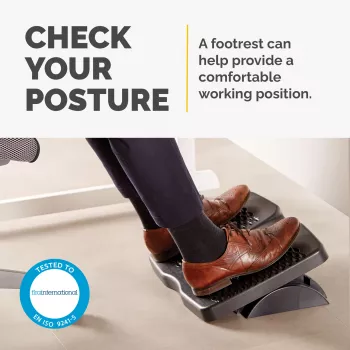 Fellowes Refresh regulējams kāju balsts - ergonomisks kāju atbalsts ar 2 augstuma regulējumiem un masāžas virsmu - melns