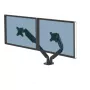 Fellowes Platinum Series Divu Monitoru Pamatne - Monitoru Turētājs Diviem 8KG 40 Collu Ekrāniem - Regulējams Divu Monitoru Galda Pamatne - Slīpums 45° Pagrieziens 180° Griešanās 360°, VESA 75 x 75/100 x 100 - Melna