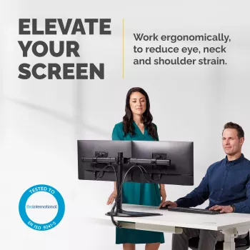 Fellowes Seasa Divu Monitoru Statīvs - Brīvi stāvošs Monitora Turētājs 8KG 27 collu Ekrāniem - Ergonomiski Regulējams Monitora Turētājs - Slīpums 45° Pagrieziens 120° Rotācija 360°, VESA 75 x 75/100 x 100 - Melns
