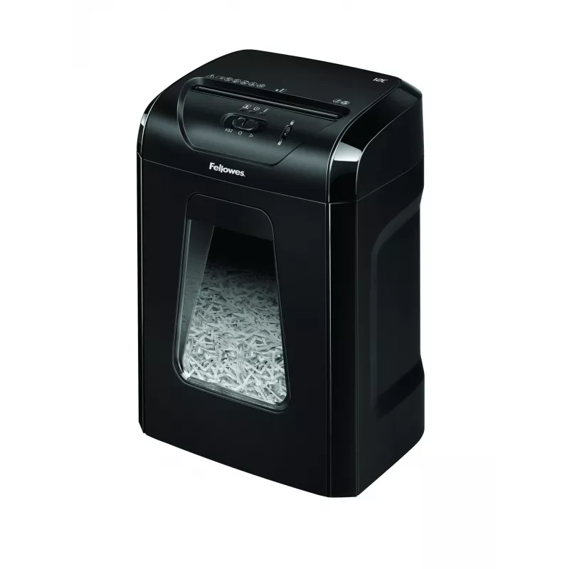 Fellowes Powershred 12C papīra smalcinātājs, šķērsgriezums, 22,5 cm, melns