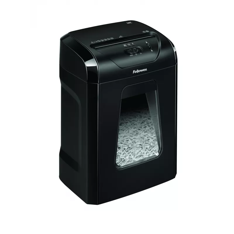 Fellowes Powershred 12C papīra smalcinātājs, šķērsgriezums, 22,5 cm, melns