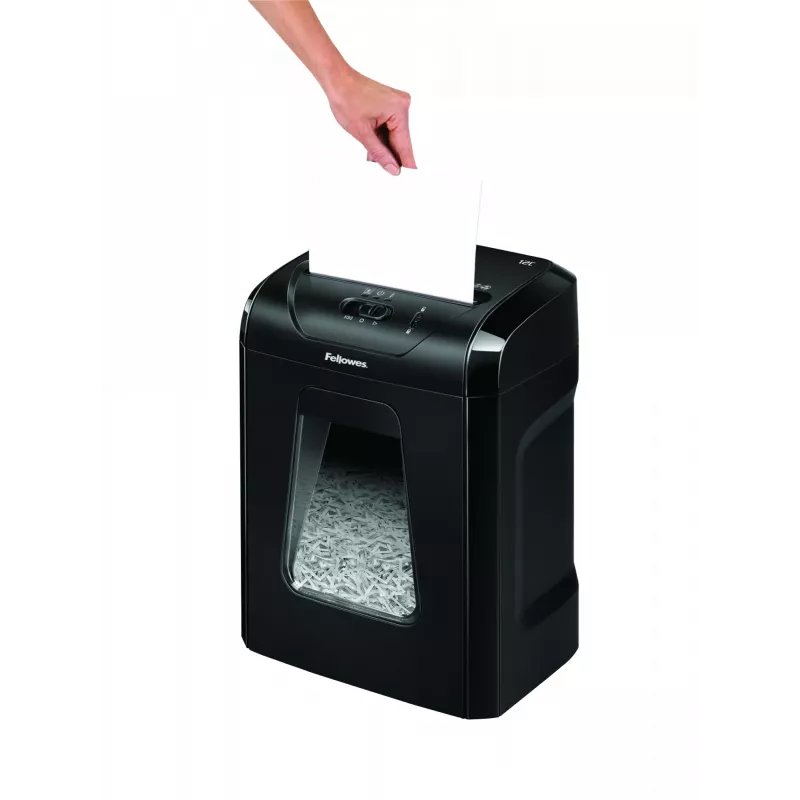 Fellowes Powershred 12C papīra smalcinātājs, šķērsgriezums, 22,5 cm, melns