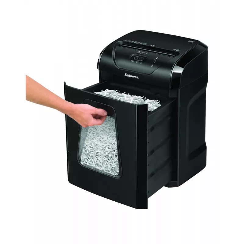 Fellowes Powershred 12C papīra smalcinātājs, šķērsgriezums, 22,5 cm, melns