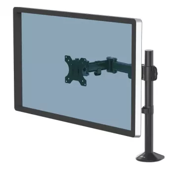 Fellowes Reflex Monitora Pamatne - Monitora Stiprinājums 8KG 32 collu Ekrāniem - Regulējams Monitora Galda Stiprinājums - Slīpums 45° Grozījums 180° Rotācija 360°, VESA 75 x 75/100 x 100 - Melns