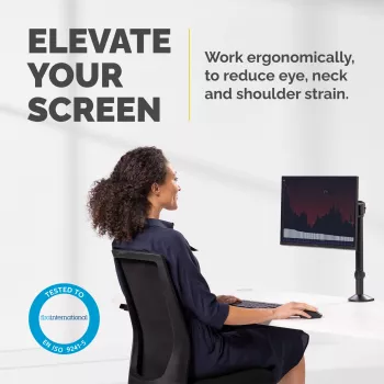 Fellowes Reflex Monitora Pamatne - Monitora Stiprinājums 8KG 32 collu Ekrāniem - Regulējams Monitora Galda Stiprinājums - Slīpums 45° Grozījums 180° Rotācija 360°, VESA 75 x 75/100 x 100 - Melns