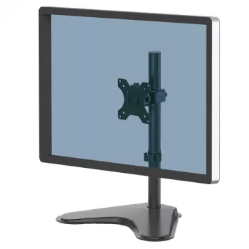 Fellowes Seasa Brīvi Stāvošs Monitora Stends - Līdz 8kg/32 inch - Ergonomiski Regulējams - Slīpums 45°, Pagrieziens 120°, Rotācija 360°, VESA 75x75/100x100 - Melns