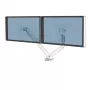 Fellowes Platinum Series Divu Monitoru Statīvs - Monitora Turētājs Diviem 8 kg 40 collu Ekrāniem - Regulējams Divu Monitoru Galda Stiprinājums - Slīpums 45° Pagrieziens 180° Šūpošana 360° Rotācija 360°, VESA 75 x 75/100 x 100 - Balts