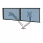 Fellowes Platinum Series Divu Monitoru Pamatne - Monitoru Stiprinājums Diviem 8KG 40 collu Ekrāniem - Regulējams Divu Monitoru Galda Stiprinājums - Slīpums 45° Pagrieziens 180° Šūpošanās 360° Rotācija 360°, VESA 75 x 75/100 x 100 - Sudrabs