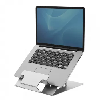Fellowes Hylyft regulējams klēpjdatora statīvs – ergonomisks datora pacēlājs ar 6 augstuma pozīcijām, līdz 17 collu ekrānam, 5 kg, sudrabs/melns