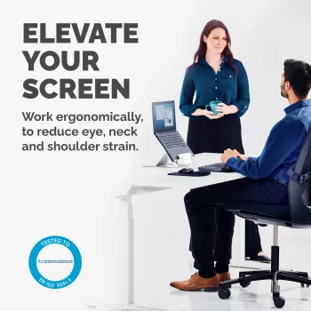 Fellowes Hylyft regulējams klēpjdatora statīvs – ergonomisks datora pacēlājs ar 6 augstuma pozīcijām, līdz 17 collu ekrānam, 5 kg, sudrabs/melns