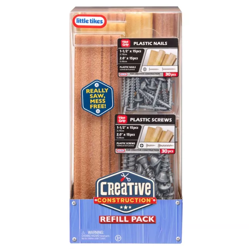 Little Tikes Creative Construction Wood, Nails and Screw Bundle – papildinājuma komplekts būvniecības rotaļām