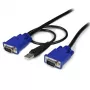 StarTech.com 10 pēdu īpaši plāns USB VGA 2-in-1 KVM kabelis, 3 m, VGA, melns, USB, USB A + VGA, VGA