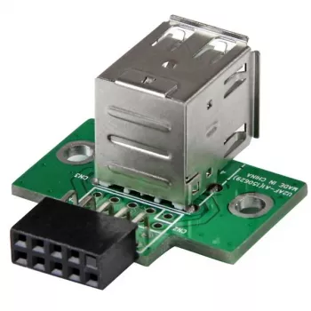StarTech.com 2 Portu USB Mātesplates Galvenes Adapteris, IDC, USB 2.0, Melns, Zaļš, Nerūsējošs tērauds, 20 mm, 125 mm, 230 mm