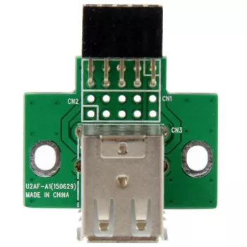 StarTech.com 2 Portu USB Mātesplates Galvenes Adapteris, IDC, USB 2.0, Melns, Zaļš, Nerūsējošs tērauds, 20 mm, 125 mm, 230 mm