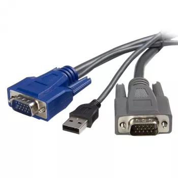 StarTech.com 6 pēdu īpaši plāns USB VGA 2-in-1 KVM kabelis, 1,8 m, Melns, VGA, USB A + VGA, Tēviņš/Tēviņš, 189 g