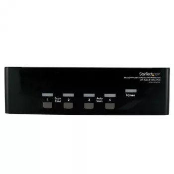 StarTech.com 4 portu DVI VGA divu monitoru KVM slēdzis ar USB un audio, USB 2.0 centrmezgls