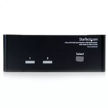 StarTech.com 2 portu DVI VGA divu monitoru KVM slēdzis USB ar audio un USB 2.0 centrmezglu
