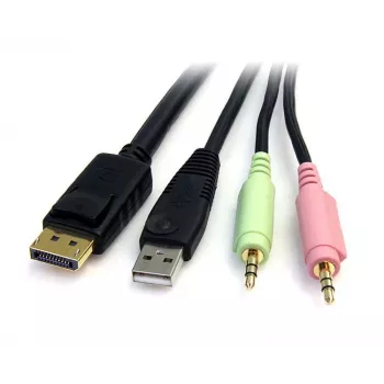 StarTech.com 6 pēdu 4-in-1 USB DisplayPort KVM pārslēgšanas kabelis ar audio un mikrofonu