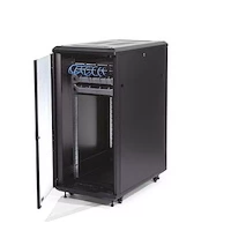 StarTech.com 4-Post 25U Server Rack Cabinet, Slēdzams 19 collu datu skapis datoru/AV/IT aprīkojumam, biroja/mājas tīkla statīvs ar riteņiem un regulējamām montāžas sliedēm