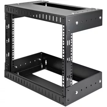 StarTech.com 8U 19 collu sienas montāžas tīkla statīvs - regulējams dziļums 12-20 collas, 2 statņu atvērtais rāmis serveru telpai AV/datu/IT sakaru/datoru aprīkojumam/slēdžiem ar būrveida uzgriežņiem un skrūvēm